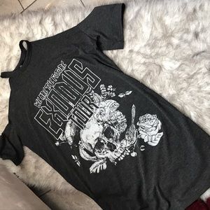 Missguided Grey Cold Shoulder T-Shirt Dress